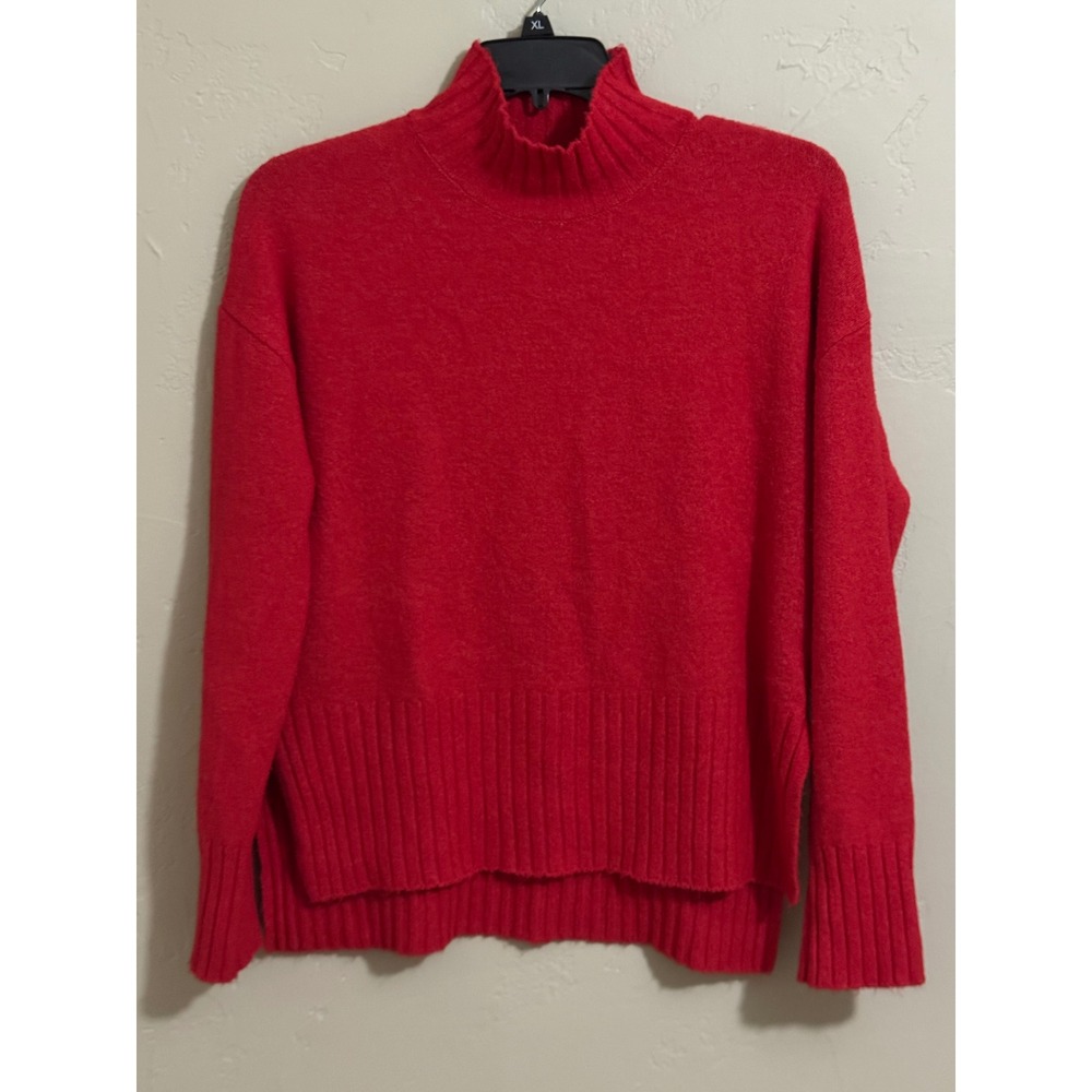 rachel zoe sweater L red mock turtleneck oversized chunky knit